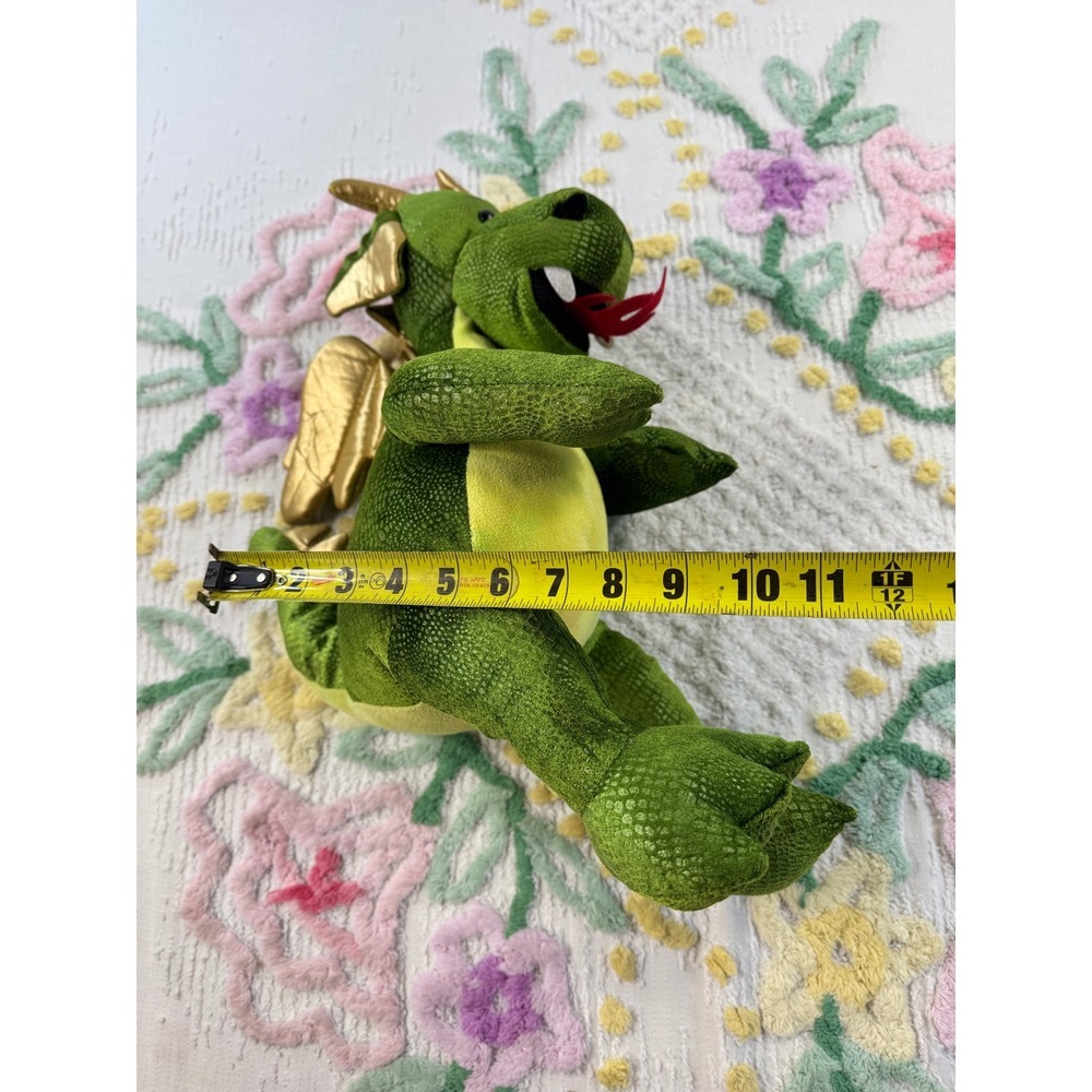 Build-A-Bear Workshop Green Dragon Plush Gold Wings Scaly Texture Fantasy 17" - Picture 10 of 10
